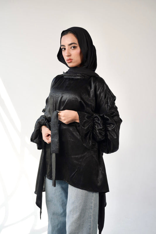 Black shiny blouse