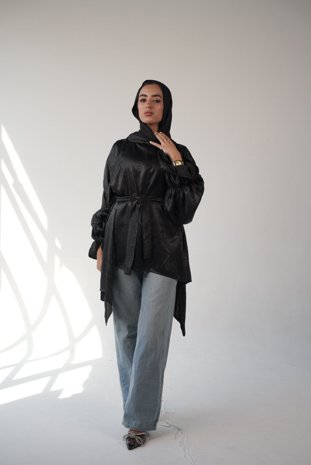 Black Shiny Blouse