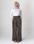 Crinkle Jacquard Wide-Leg Pants