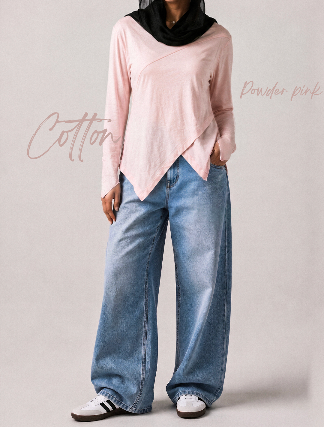 Asymmetrical cotton brown blouse