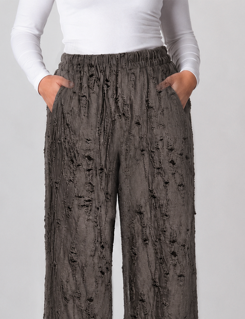 Crinkle Jacquard Wide-Leg Pants