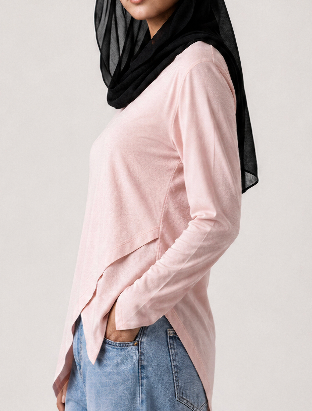 Asymmetrical cotton brown blouse