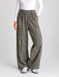 Crinkle Jacquard Wide-Leg Pants , olive