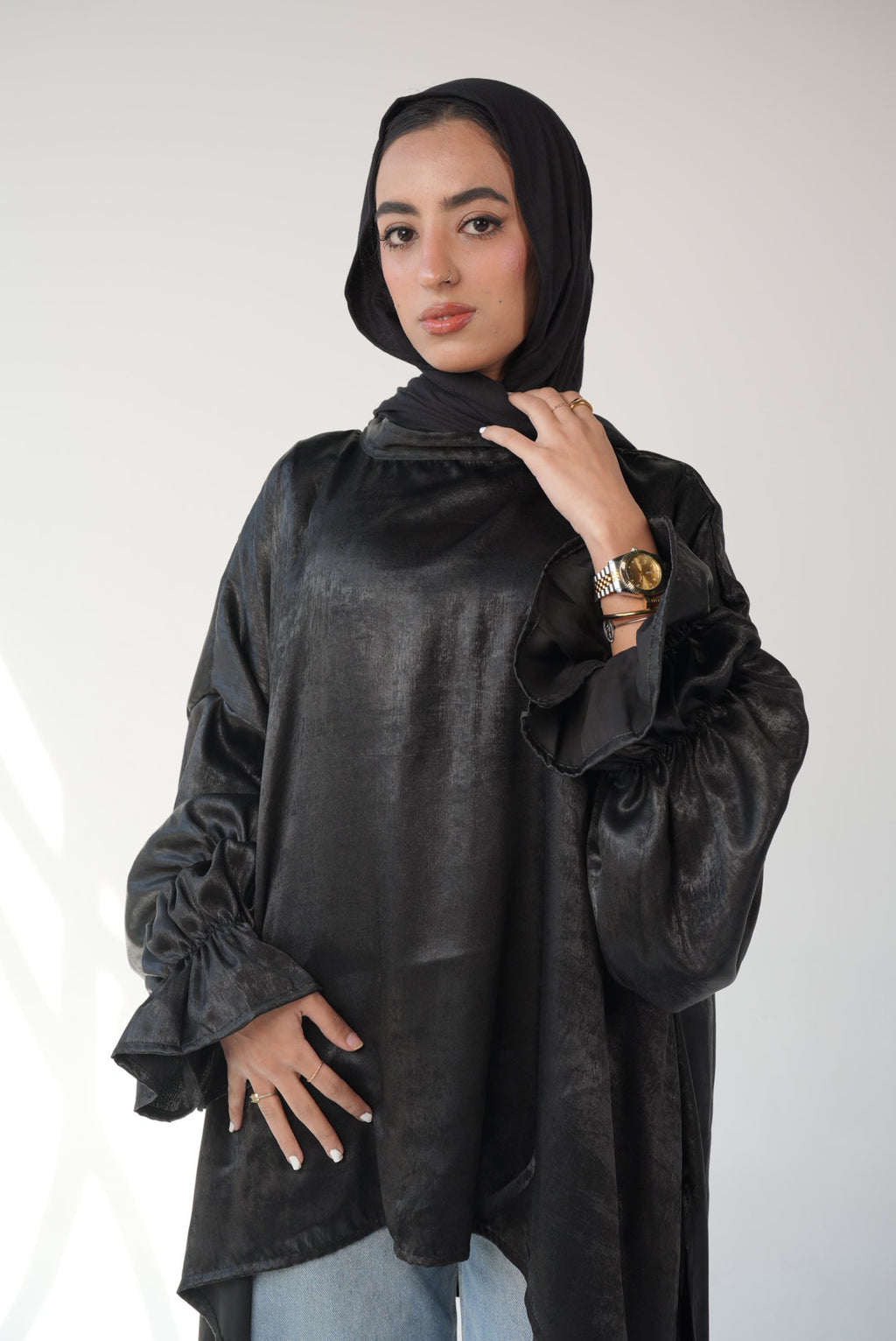 Black Shiny Blouse
